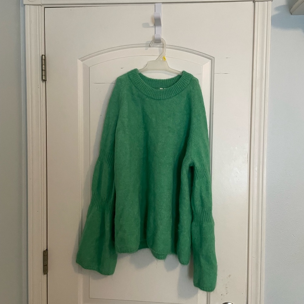 Arket Green Alpaca Wool Oversized Bell Sleeve Sweater